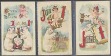 Pre-1915 3 Polar Bear Happy New Year Greeting picture postcards picture