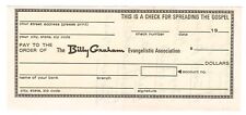 Vtg 1960s-1970s Billy Graham Blank Donation Check Christian Ministry Evangelical picture