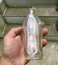 Neat Antique Coffin Shape Cork Top Perfume Bottle Ca 1920 Nice Colorful Patina picture