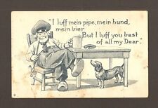 Antique 1912 Postcard Valentine's Day Card Dutch Love Poem Wooden Shoes Pipe Dog picture
