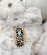 Boho Raw Stone Gold Plated Adjustable Ring picture