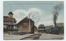 1908 Hood River OR railroad depot postcard with flag cancel [s.5425] picture