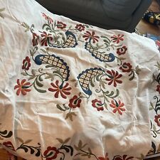 Vintage  Linen Hand Embroidered  Tablecloth 45 X 45 picture