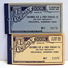 Vintage 2 Old Columbia Ice & Cold Storage Ice Coupon Booklet Unused Old Stock Mo picture