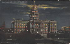 Colorado State Capitol at Night-Denver, Colorado CO-1913 antique unposted picture