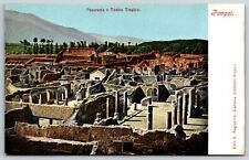 Italian Postcard Pompeii Panorama and Tragic Theater c1901-1907 NP VGC picture