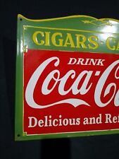 Porcelain Coca Cola Cigar Candy Enamel Metal Sign Size 60 Inches picture