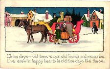 Vintage Postcard- OLDEN DAYS, OLD-TIME WAYS: OLD FRIENDS AND MEMORIES, HORSE DRA picture