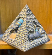 Rare Egyptian Pyramid Engraved With King Tut, Anubis, Sphinx & Queen Nefertiti picture