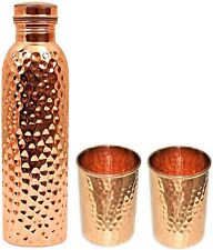 RSGL 1000ml Pure Copper Hammered Water Bottle & 2 Glass for Health and Wellness picture