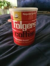 Vintage 1963 Red Folgers Coffee Regular Grind Metal Tin Can Mountain 1 Pound picture