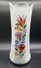 Vintage Hand Painted KALOCSA Hungarian Porcelain Floral Vase Large 12