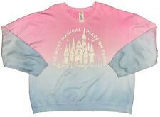 Disney Parks Women's Pink/Blue Gradient Sparkle Magical Place on Earth Shirt; 1X picture