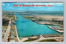 Brownsville TX-Texas, Port Of Brownsville Aerial View, Vintage c1964 Postcard picture