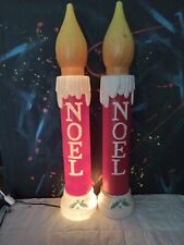 Vintage Blow Mold Christmas Candles 40” Union Products PAIR picture