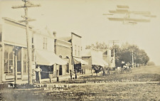 Rare 1911 RPPC Postcard West Side Main Street Maurice Iowa Flying Plane IA picture