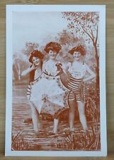 Vintage Bathing Beauties ~ With Umbrella ~ nice postcard picture