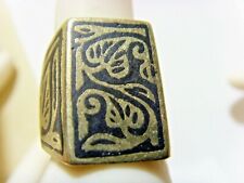 1800s antique Kazakh niello tribal wedding hearts ring sz 9 central Asia hf1713 picture