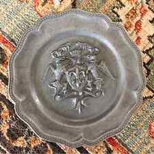 Vintage Spanish Coat of Arms Pewter Decorative Wall Plate  picture