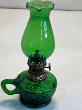 Vintage-8 INCH- Green Glass Mini Hurricane Oil Lamp - Hong Kong picture