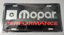Mopar Performance Raised Logo on Black Stainless Steel License Plate Vintage picture