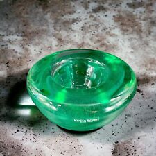 Vintage Kosta Boda Green Heavy Glass Votive Candle Holder Glass Swirls W Sticker picture