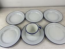 Vintage Ker Swedish Enamelware Plates And Cup picture