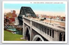 c1920s~Cleveland Ohio OH~High level Bridge~East~Autos~Cars~Vintage Postcard picture