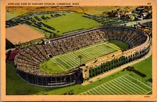 Linen Postcard Airplane View of Harvard Stadium in Cambridge, Massachusetts picture
