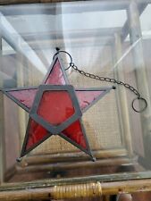 Vintage HANGING Art Deco Tealight MORAVIAN STAR HOLDER Stained  Glass LAMP picture