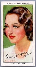 1938 Player's Cigarettes Film Stars June Duprez #2 U.K. Tobacco Trading Card picture