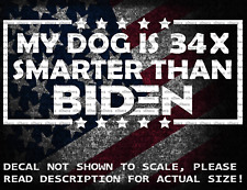 My Dog Is 34x Smarter Than Biden Trump 2024 Vinyl Decal US Seller US Made picture