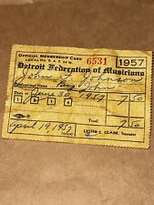 Detroit Federation Of Musicians 1957 Membership Card Big John picture