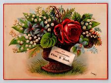 Victorian Trade Card Chas D Nash Whicker Flower Basket South Abington PA picture