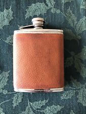 Vintage C. Currey Ltd Pocket Flask Chichester ENGLAND ~1990 Stainless / Leather picture