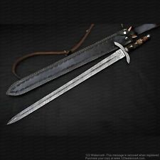 BEAUTIFUL CUSTOM MADE DAMASCUS STEEL MEDIEVAL SWORD CUSTOMIZATION AVAILABLE DAD picture