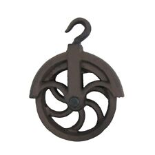 Rustic Cast Iron Hanging Cable Pulley Wheel Hook Farmhouse Country Home Decor picture