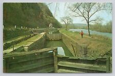 Postcard Delaware Canal Lock Bucks County Pennsylvania picture