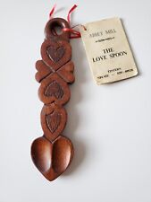 VTG Abbey Mill HAND CARVED WOODEN WELSH LOVE SPOON picture