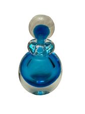 Ice Blue Murano Art Glass Style Perfume Bottle 5”H x 3.5”W picture