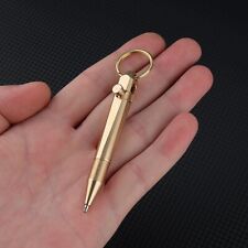 Hot Mini Pocket Keychain Brass Bolt Action Ball Pen w/ 2pcs Refills Outdoor Tool picture