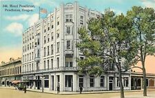 Pendleton Oregon~Hotel Pendleton~Men on Corner~1914 Postcard picture