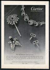 1949 Cartier jewelry diamond flower clip earclips photo vintage print ad picture