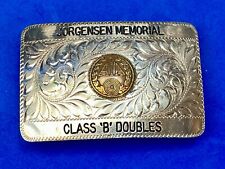 Ata Class B Doubles Trapshooting  Award Trophy Sterling Belt Buckle By Hake  picture