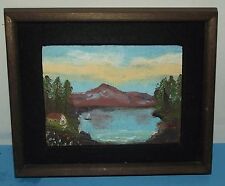 Wood Framed Picture of Mountain Lake Cabin Trees about 9