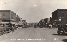 CHAMBERLAIN, SD, MAIN STREET VIEW real photo postcard rppc SOUTH DAKOTA 1920s picture