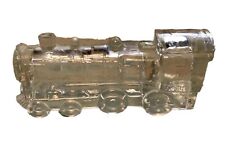 Vtg Antq 1950s Steam Locomotive Train Engine Clear Glass MCM Candy Container picture