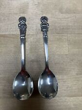 Rare Vintage Campbells Soup Kids Girl and Boy Soup Spoons Set Of 2 Silverplated picture