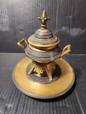 A++ French Napoleon III Footed Dore Bronze Inkwell Encrier Pineapple Finial picture