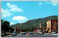 Main Street View Heber City Utah Old Cars Mountains Signs Vintage UNP Postcard picture